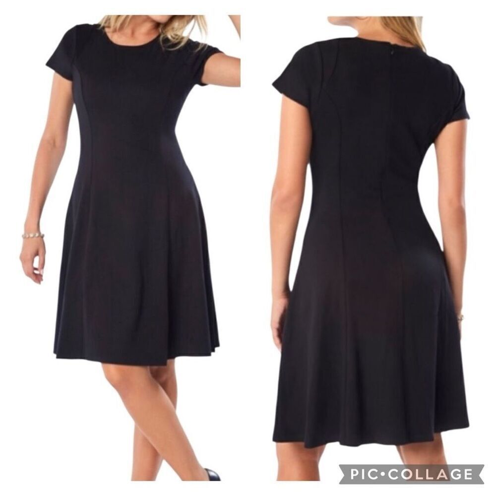 Ruby Ribbon Black Fit & Flare Skater A-Line Build In Shapwear Work Dress X Small